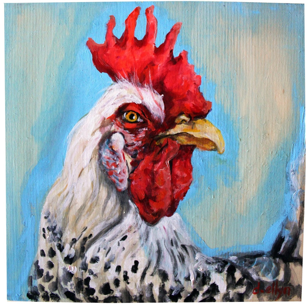 Striking abstract figure in gold and red with surreal stage-like setting, layered in bold lines and symbolic movement.